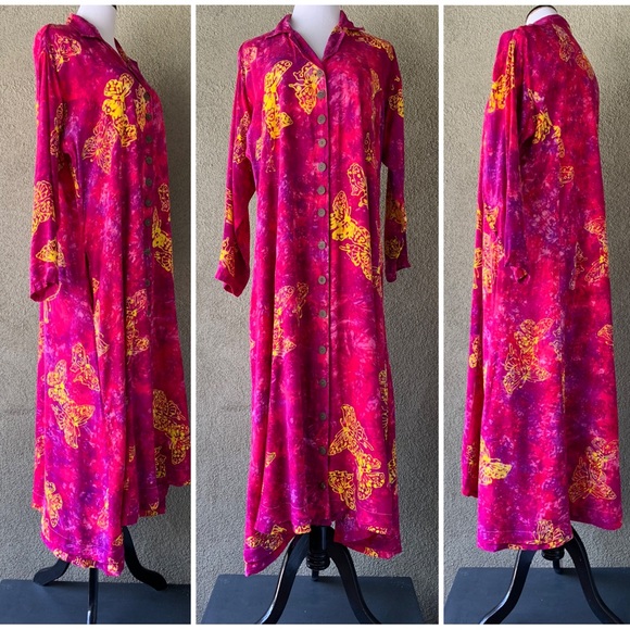 “Kimberley’s Travels” Hot Pink and Purple Butterfly Batik Dress size 2X - Picture 5 of 12